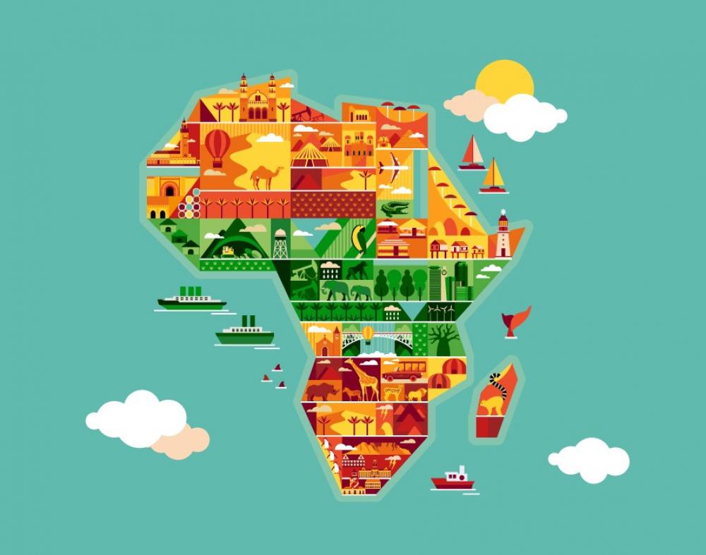 Африка Страна на карте мульт мозайка